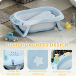 Baby Bathtub, Foldable Non-Slip Safe, Light Blue