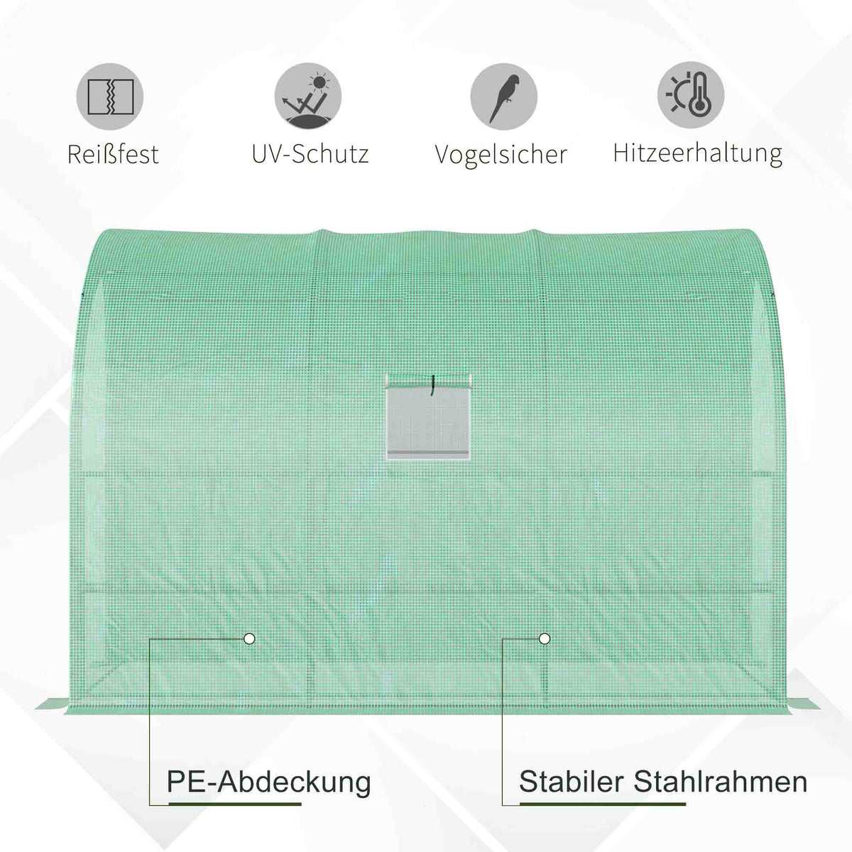 Greenhouse, Shelves Windows Winter-Proof Steel, Green