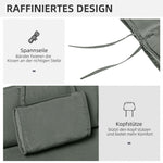 Lounger Cushion, Garden, Removable Headrest, Polyester Cotton Fibre, Grey
