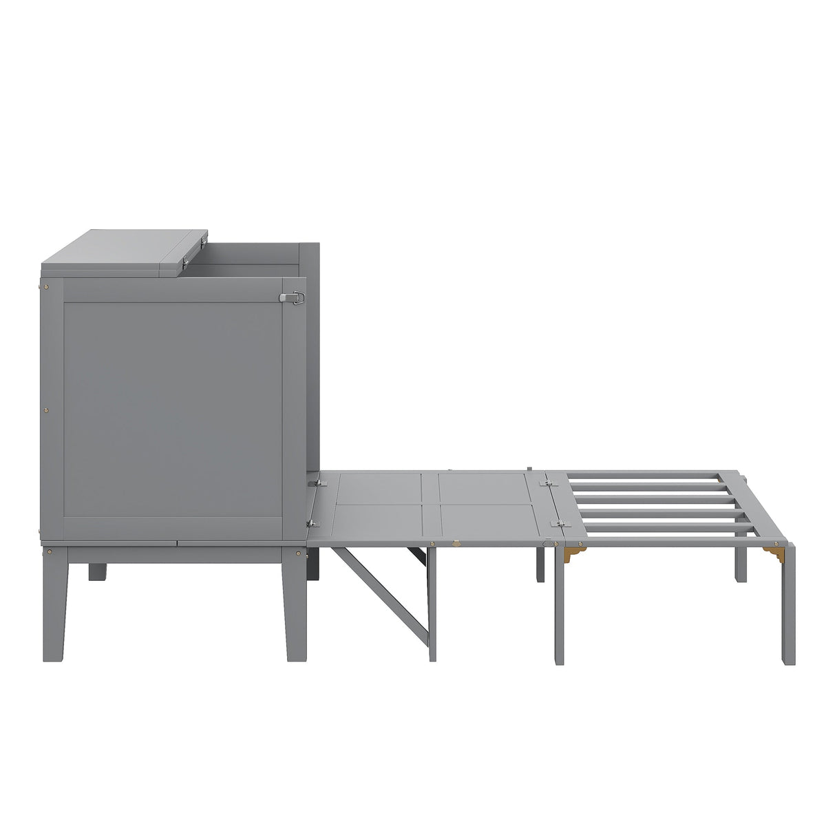 Wall Bed, 90x200 cm, Slatted Frame, Grey