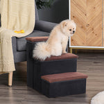 Pet Stairs Foldable 3 Steps Storage, MDF Black