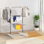 Mobile Clothes Airer, Foldable Tower Dryer 2 Levels, Silver