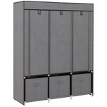 Foldable Wardrobe with Zipper Storage, Non-Woven Fabric, Dark Grey