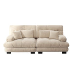 Cloud Corner Sofa, Double with Lumbar & Decorative Cushions, Chenille Light Brown