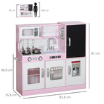 AIYAPLAY Play Kitchen Set with Pots, Blackboard, Telephone, Ice Cream Maker, Stove, Pink