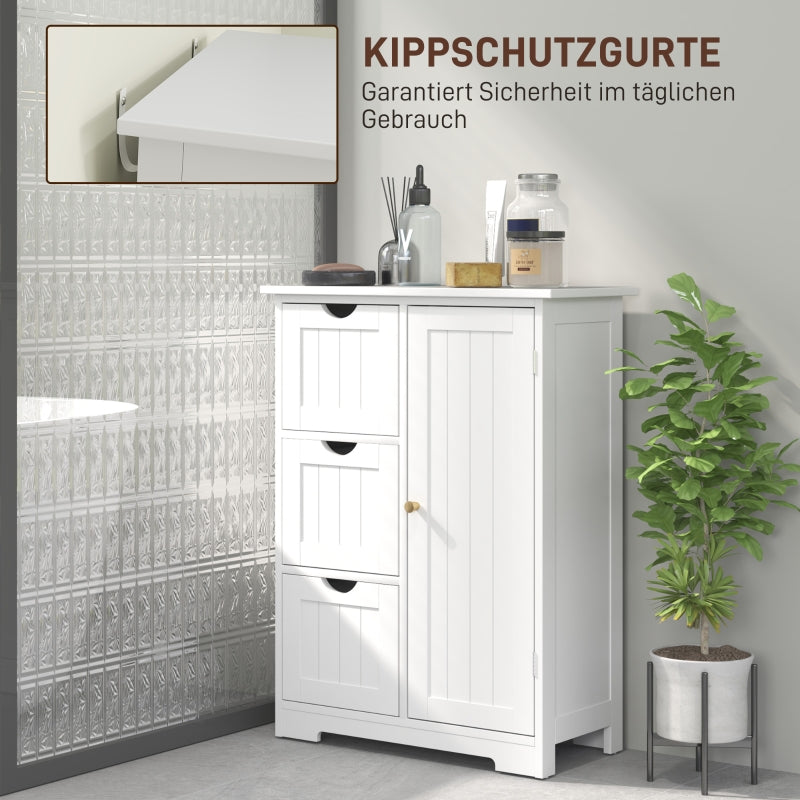 Bathroom Cabinet with 3 Drawers, Adjustable Shelf, White