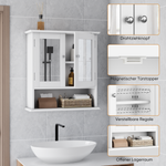 Bathroom Cabinet, Mirror & Adjustable Shelf, White