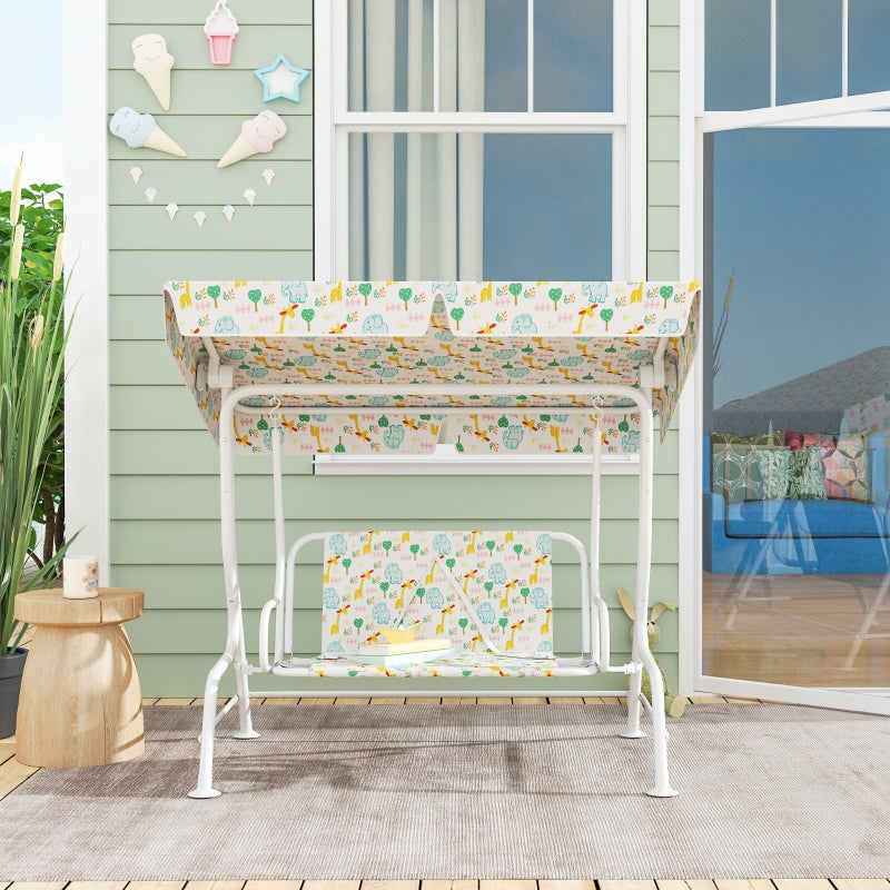 Children's Swing, 2-Seater, 60 kg, White Steel