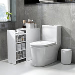 Slim Bathroom Cabinet, Wheels, 3 Deep Compartments, White
