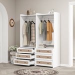 Wardrobe, Three Drawers, Boho-Style, 180cm Height, White