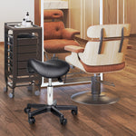 Rolling Stool, Height-Adjustable Swivel with Wheels, Black Faux Leather