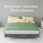 Modern Minimalist Bed Frame, 140x200cm with Mattress, Gray Velvet