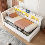 Daybed with Hydraulic Storage 90x200cm Pine Wood White