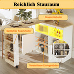 Telescopic Bar Table Storage LED Movable - White