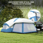 Camping Tent, 6-8 Persons Family Tent with Vestibule and 2 Windows, Blue