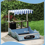AIYAPLAY Sandpit with canopy, shop design, bench, drawing board, fir wood, blue