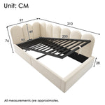 Upholstered Daybed Sofa Bed 90x200cm Hydraulic Storage Velvet Beige