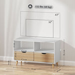 TV Cabinet Lowboard, 2 Shelves, Drawer, White