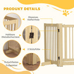 Dog Barrier 4-part 204 x 75 cm Foldable with Door, Wooden Natural