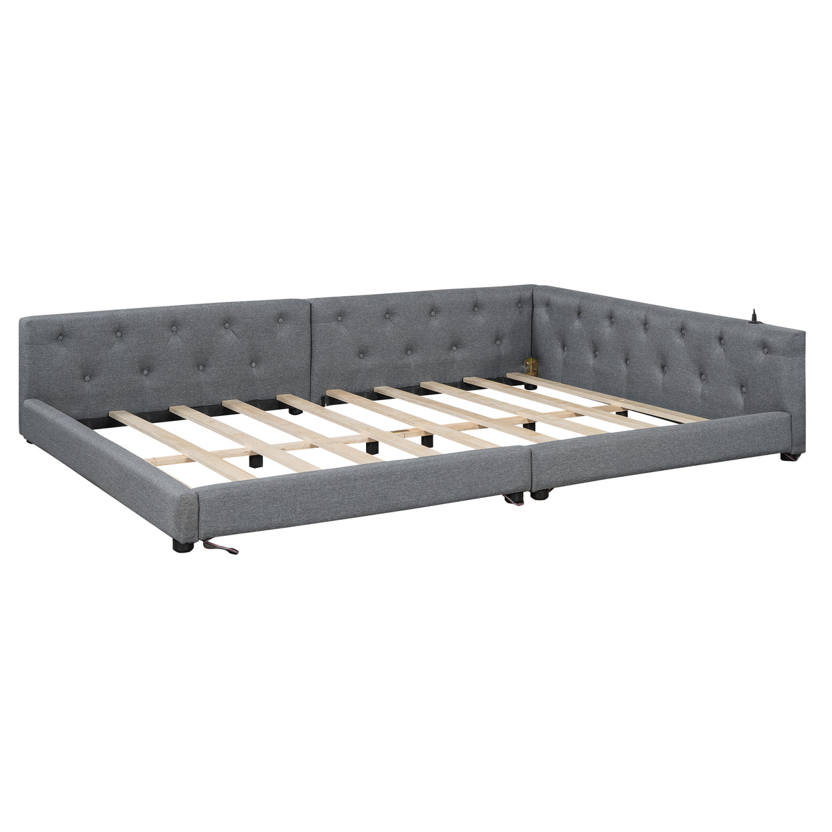 Sofa Daybed 140x200cm with LED Light & USB, Grey Linen