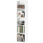 Bookcase, 5-Tier Adjustable Storage Shelf, White