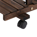 Flower Stand/Plant Shelf, Four-Tier, 123.5x33x80cm, Solid Charred Wood