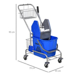 Cleaning Cart, 26L Jaw Press Bucket, Blue