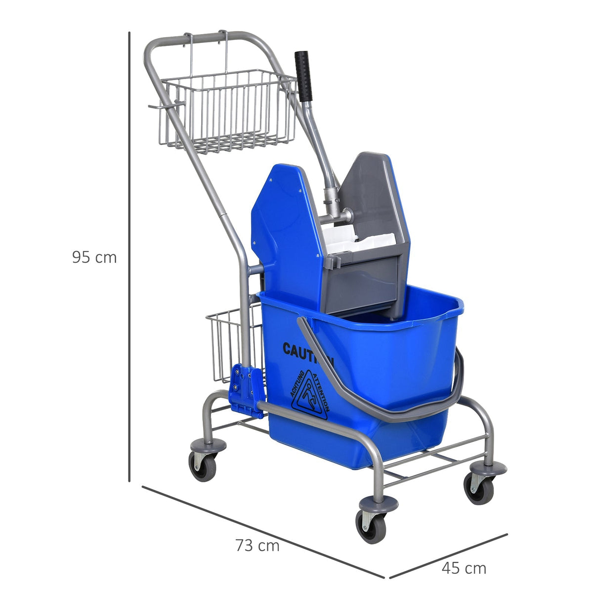 Cleaning Cart, 26L Jaw Press Bucket, Blue