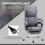 Office Chair Massage Modes Reclining Height Adjustable Footrest, Grey Linen Look
