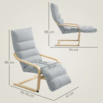 Lounge Chair, Adjustable Footrest, Rocking, Reading, Light Gray Velvet