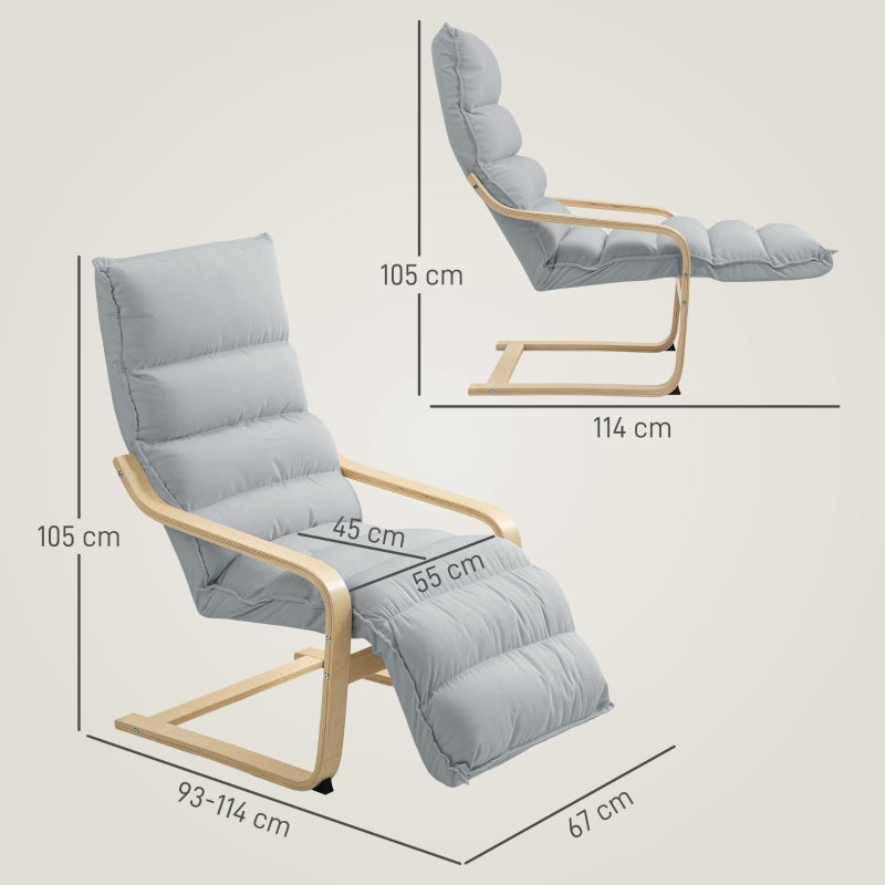Lounge Chair, Adjustable Footrest, Rocking, Reading, Light Gray Velvet