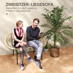 2-seater Garden Bench, Weatherproof Rattan Weave, Polyrattan Khaki