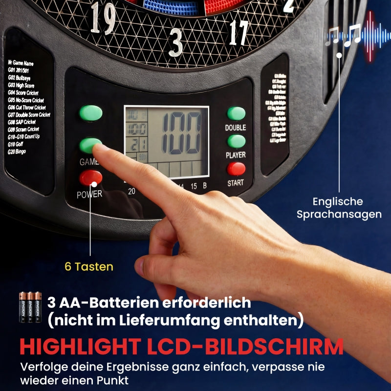 Electronic Dartboard with LCD Display and 6 Dart Sets for 1-8 Players, Multicolored