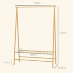 Bamboo Coat Rack, Clothes Rack with Shelves & Hooks, Natural Wood