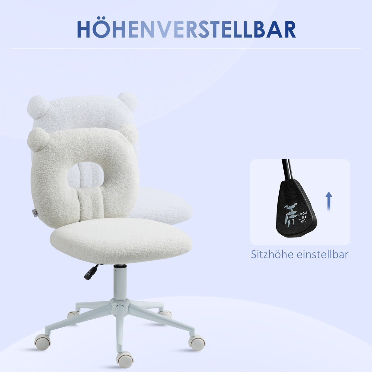 Children's Desk Chair, Height-Adjustable Swivel, White