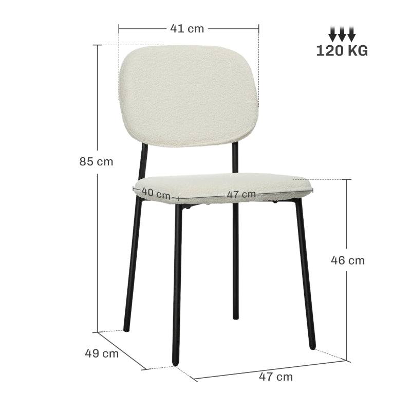 Dining Chairs Set of 4, Upholstered with Steel Legs, White Velvet
