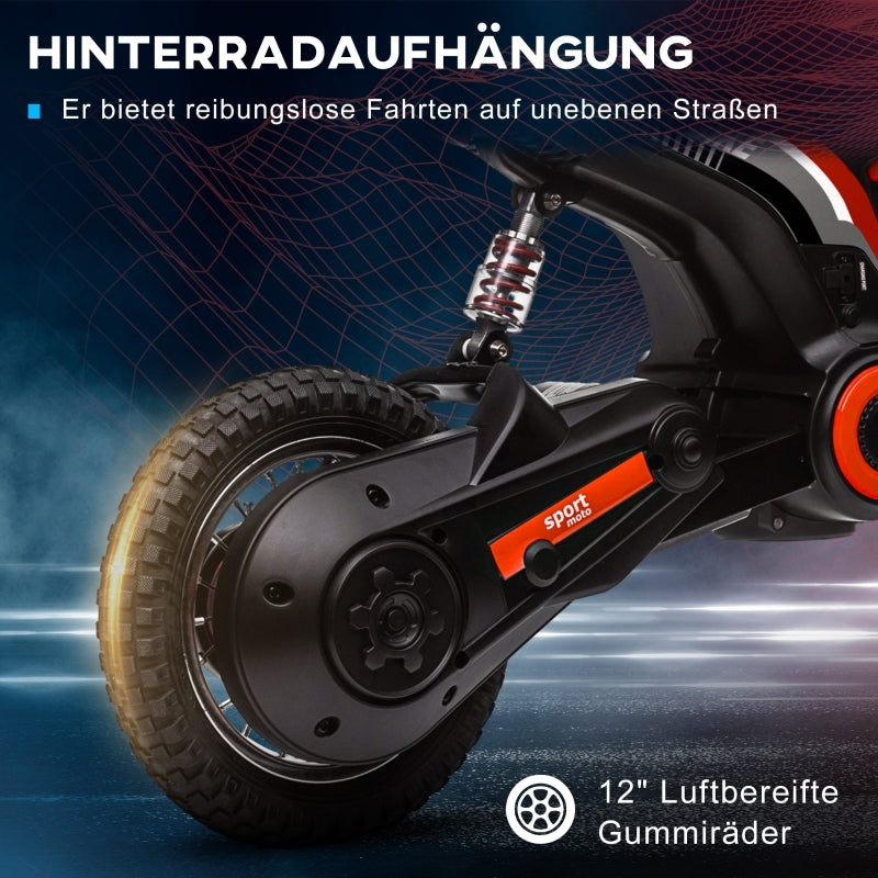 Electric Motorcycle for Kids, 24V with Horn, Light, 8-16 km/h, Red