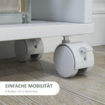 Rolling Trolley 4-Shelf Narrow Serving Storage 45x15x91cm White