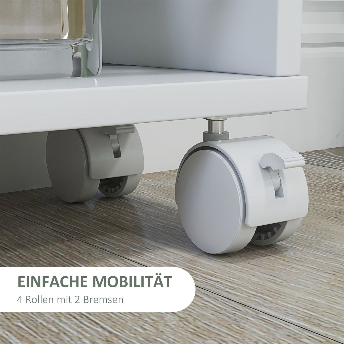 Rolling Trolley 4-Shelf Narrow Serving Storage 45x15x91cm White