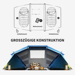 Camping Tent for 4-6 People, Lightweight, Stable, Waterproof, Blue