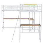 Loft Bed 90x200cm with Desk & Double Staircase, White