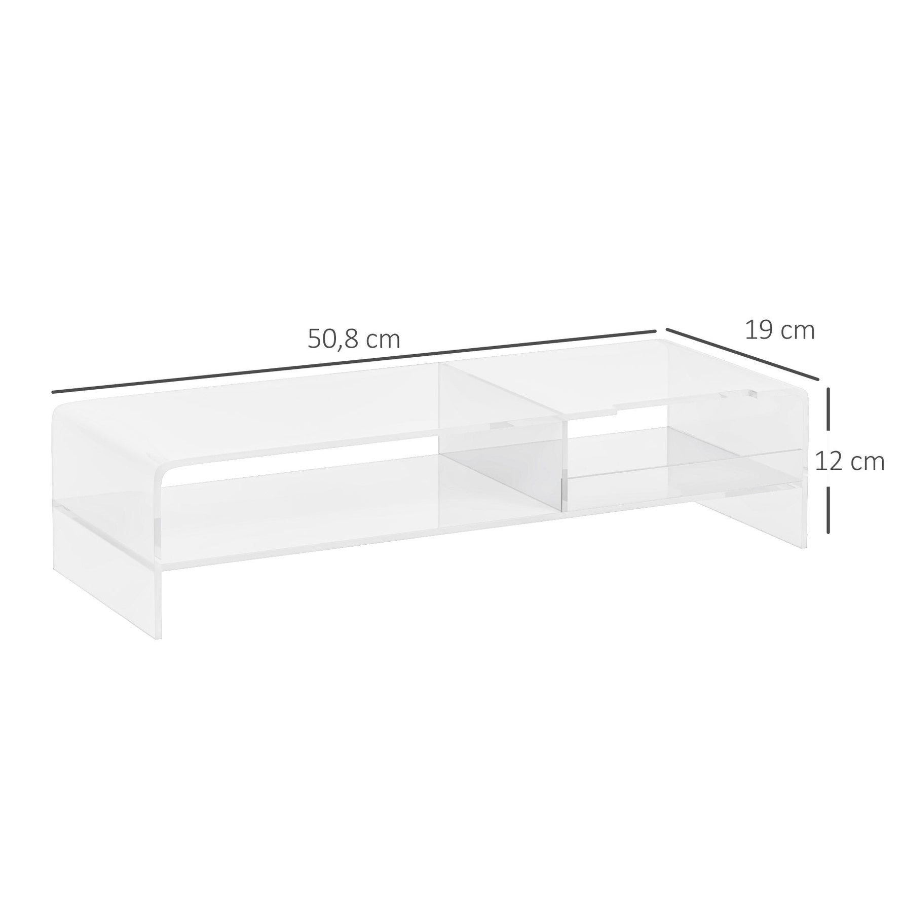Monitor Stand with Keyboard Compartment 2 Tiers for 24 Inch - Transparent Acrylic