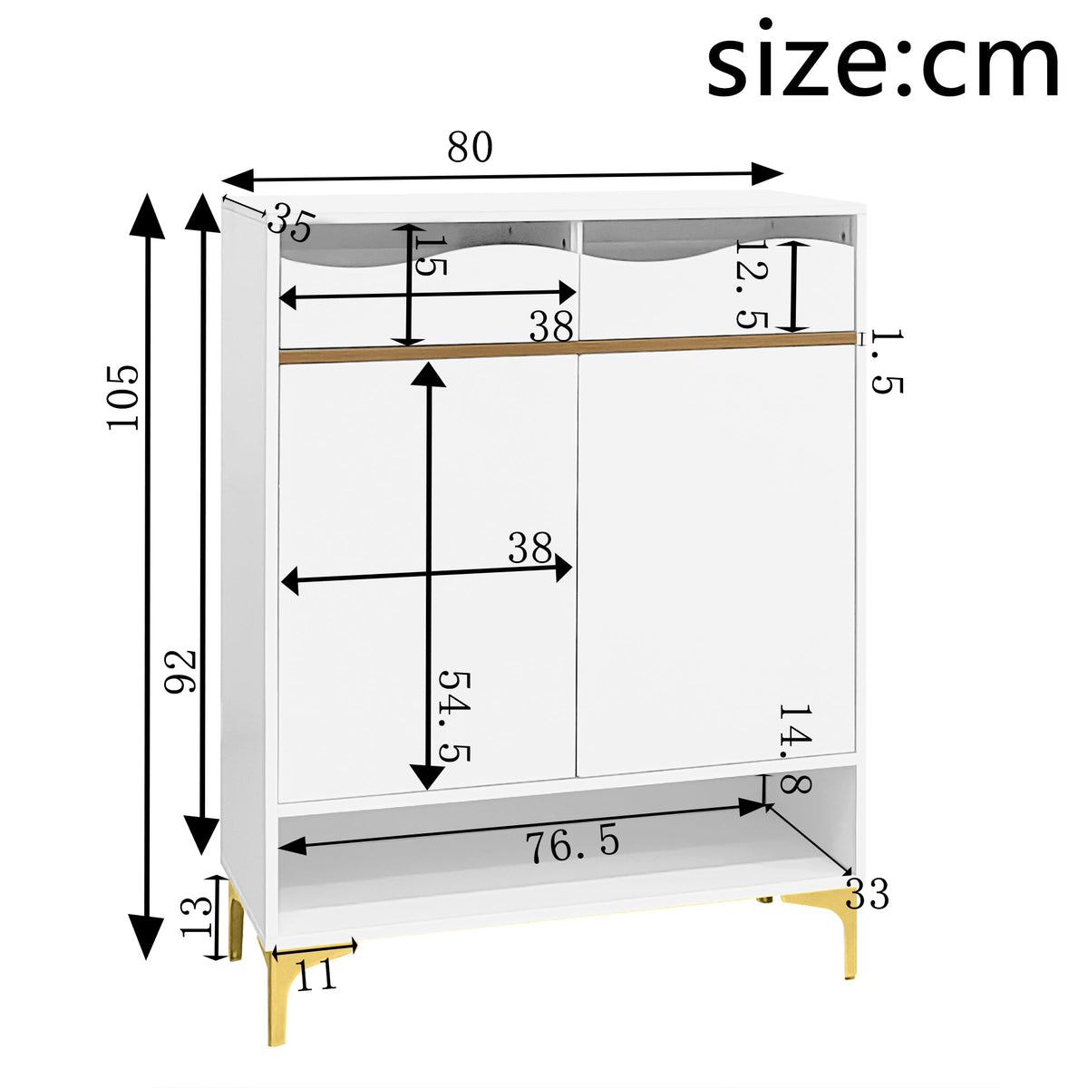 Shoe Cabinet, LED 16 Colors, Drawers & Shelves, Modern White
