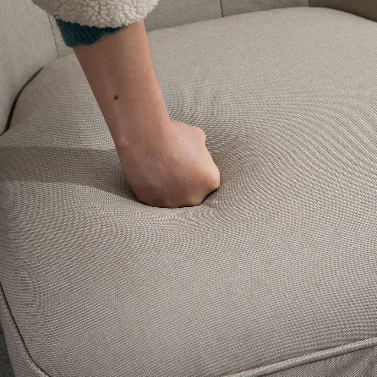 Relaxing Chair, Upholstered Vintage, Linen Beige Black
