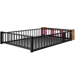 Metal Flatbed 140x200 cm with Lockers & LED Lights, Black
