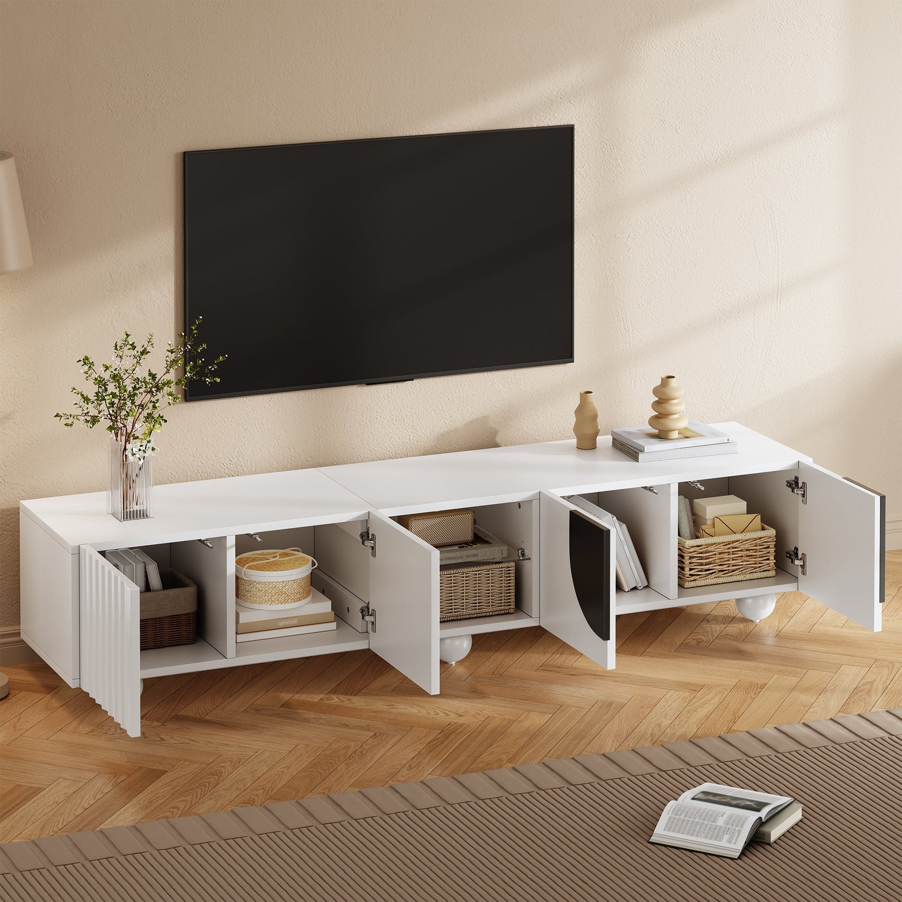 TV Stand 180x40x41.5cm Low Unique Design Modern