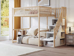Loft Bed 140x200cm with Safety Ladder Railing & Storage Solid Pine Wood Color