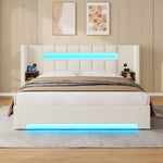 Multifunctional Bed Frame with LED & USB 180x200cm - Velvet