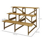 Plant Staircase Flower Shelf, 3 Steps, Fir Wood