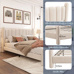 Upholstered Bed 180x200cm with Slatted Frame, Beige Velvet
